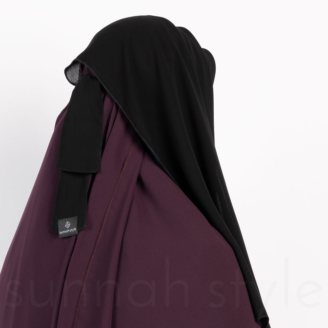 Sunnah Style Long No-Pinch Three Layer Niqab Black